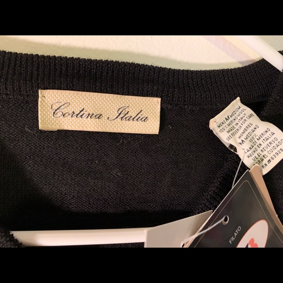 CORTINA ITALIA MERINO WOOL SWEATER SIZE M BLACK - Picture 8 of 15